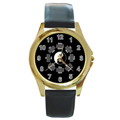 I Ching  Round Gold Metal Watch by Valentinaart