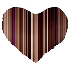 Brown Vertical Stripes Large 19  Premium Heart Shape Cushions