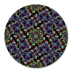 Colorful Floral Collage Pattern Round Mousepads by dflcprints