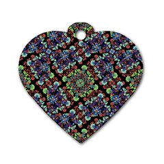 Colorful Floral Collage Pattern Dog Tag Heart (one Side) by dflcprints