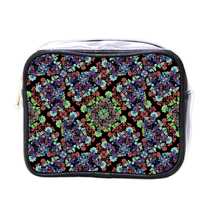 Colorful Floral Collage Pattern Mini Toiletries Bags