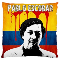 Pablo Escobar Large Flano Cushion Case (two Sides) by Valentinaart