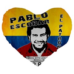 Pablo Escobar Large 19  Premium Flano Heart Shape Cushions by Valentinaart