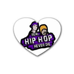 Real Hip Hop Never Die Rubber Coaster (heart)  by Valentinaart