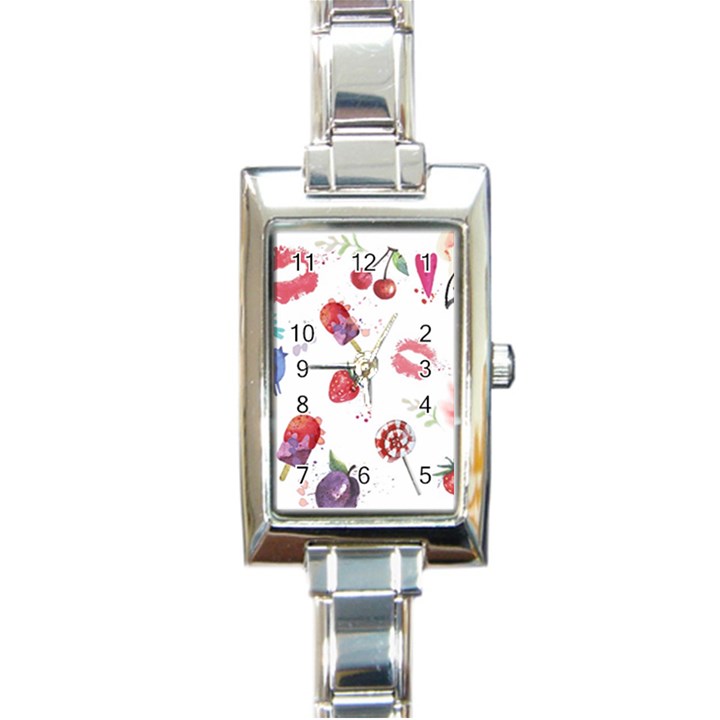Hand Painted Summer Background  Rectangle Italian Charm Watch