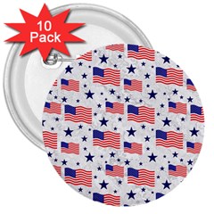 Flag Of The Usa Pattern 3  Buttons (10 pack) 