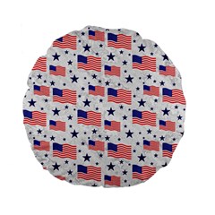 Flag Of The Usa Pattern Standard 15  Premium Flano Round Cushions