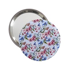 Watercolor Flowers Butterflies Pattern Blue Red 2 25  Handbag Mirrors by EDDArt