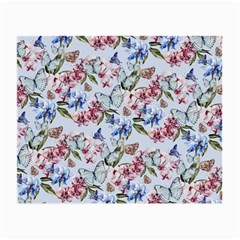 Watercolor Flowers Butterflies Pattern Blue Red Small Glasses Cloth (2-side) by EDDArt