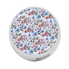 Watercolor Flowers Butterflies Pattern Blue Red 4-port Usb Hub (one Side) by EDDArt