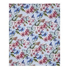 Watercolor Flowers Butterflies Pattern Blue Red Shower Curtain 60  X 72  (medium) 