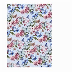 Watercolor Flowers Butterflies Pattern Blue Red Large Garden Flag (two Sides) by EDDArt