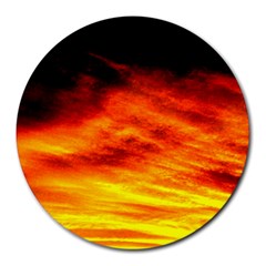 Black Yellow Red Sunset Round Mousepads