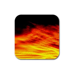 Black Yellow Red Sunset Rubber Square Coaster (4 pack) 