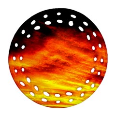 Black Yellow Red Sunset Round Filigree Ornament (Two Sides)