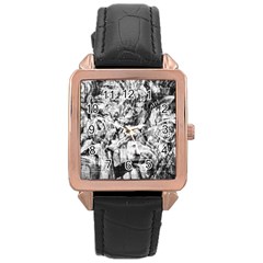 Pattern Rose Gold Leather Watch  by Valentinaart