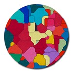 Colorful leather pieces             Round Mousepad Front