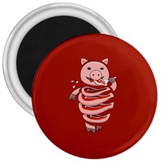 Red Stupid Self Eating Gluttonous Pig 3  Magnets by CreaturesStore