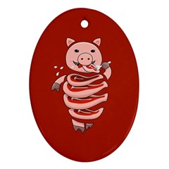 Red Stupid Self Eating Gluttonous Pig Ornament (oval) by CreaturesStore