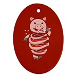 Red Stupid Self Eating Gluttonous Pig Oval Ornament (Two Sides) Front