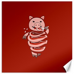 Red Stupid Self Eating Gluttonous Pig Canvas 12  X 12  