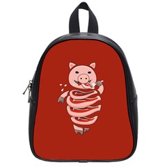 Red Stupid Self Eating Gluttonous Pig School Bags (small)  by CreaturesStore