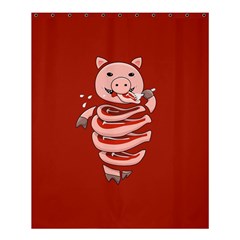 Red Stupid Self Eating Gluttonous Pig Shower Curtain 60  X 72  (medium) 