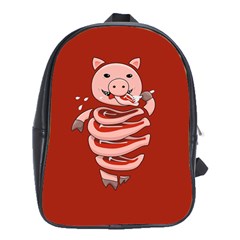 Red Stupid Self Eating Gluttonous Pig School Bags (xl)  by CreaturesStore