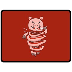 Red Stupid Self Eating Gluttonous Pig Double Sided Fleece Blanket (large)  by CreaturesStore