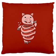 Red Stupid Self Eating Gluttonous Pig Large Flano Cushion Case (one Side) by CreaturesStore