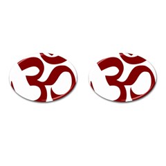 Hindu Om Symbol (dark Red) Cufflinks (oval) by abbeyz71