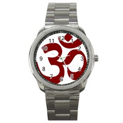 Hindu Om Symbol (dark Red) Sport Metal Watch by abbeyz71