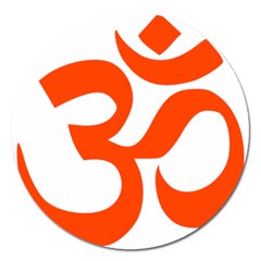 Hindu Om Symbol (orange) Magnet 5  (round) by abbeyz71