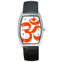 Hindu Om Symbol (orange) Barrel Style Metal Watch by abbeyz71