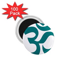 Hindu Om Symbol (teal) 1 75  Magnets (100 Pack)  by abbeyz71