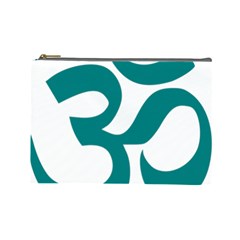 Hindu Om Symbol (teal) Cosmetic Bag (large)  by abbeyz71