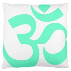 Hindu Om Symbol (cyan Blue) Large Cushion Case (two Sides) by abbeyz71