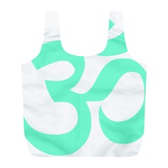 Hindu Om Symbol (cyan Blue) Full Print Recycle Bags (l)  by abbeyz71