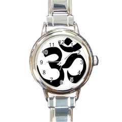 Hindu Om Symbol  Round Italian Charm Watch by abbeyz71