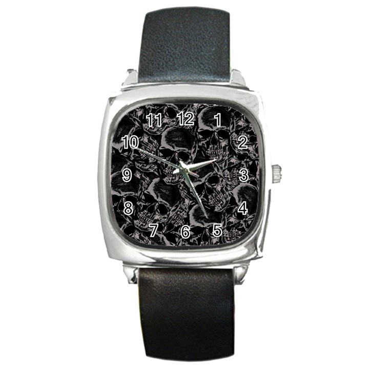 Skulls pattern Square Metal Watch