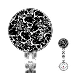 Skulls Pattern Stainless Steel Nurses Watch by ValentinaDesign