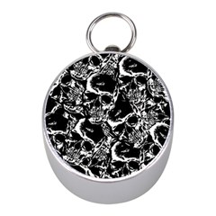 Skulls Pattern Mini Silver Compasses by ValentinaDesign