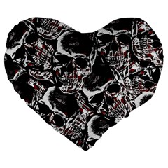 Skulls Pattern Large 19  Premium Heart Shape Cushions by ValentinaDesign