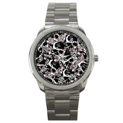 Skull Pattern Sport Metal Watch by ValentinaDesign