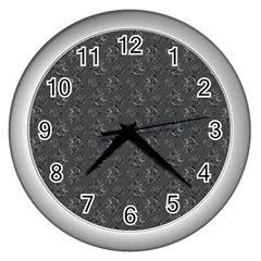 Floral pattern Wall Clocks (Silver) 