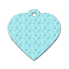Floral Pattern Dog Tag Heart (two Sides) by ValentinaDesign
