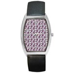 Floral pattern Barrel Style Metal Watch Front