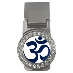 Hindu Om Symbol (dark Blue) Money Clips (cz) 