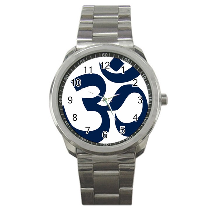 Hindu Om Symbol (Dark Blue) Sport Metal Watch