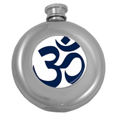 Hindu Om Symbol (dark Blue) Round Hip Flask (5 Oz) by abbeyz71